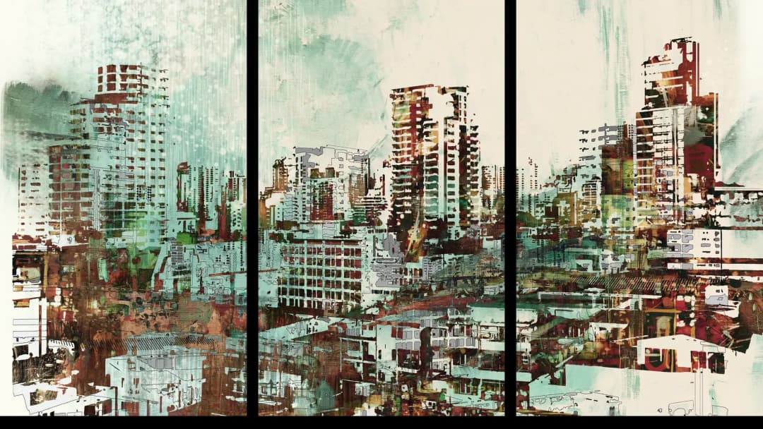 Abstract City Skyline – 3 Panels