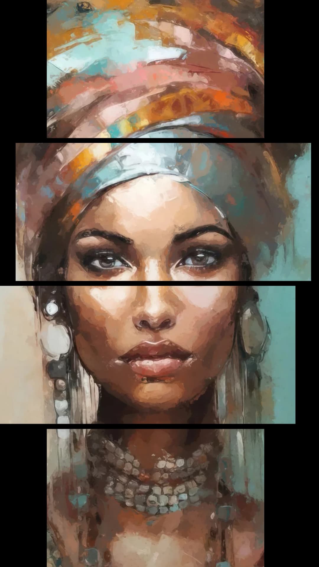 African Queen Portrait – 4 Panels