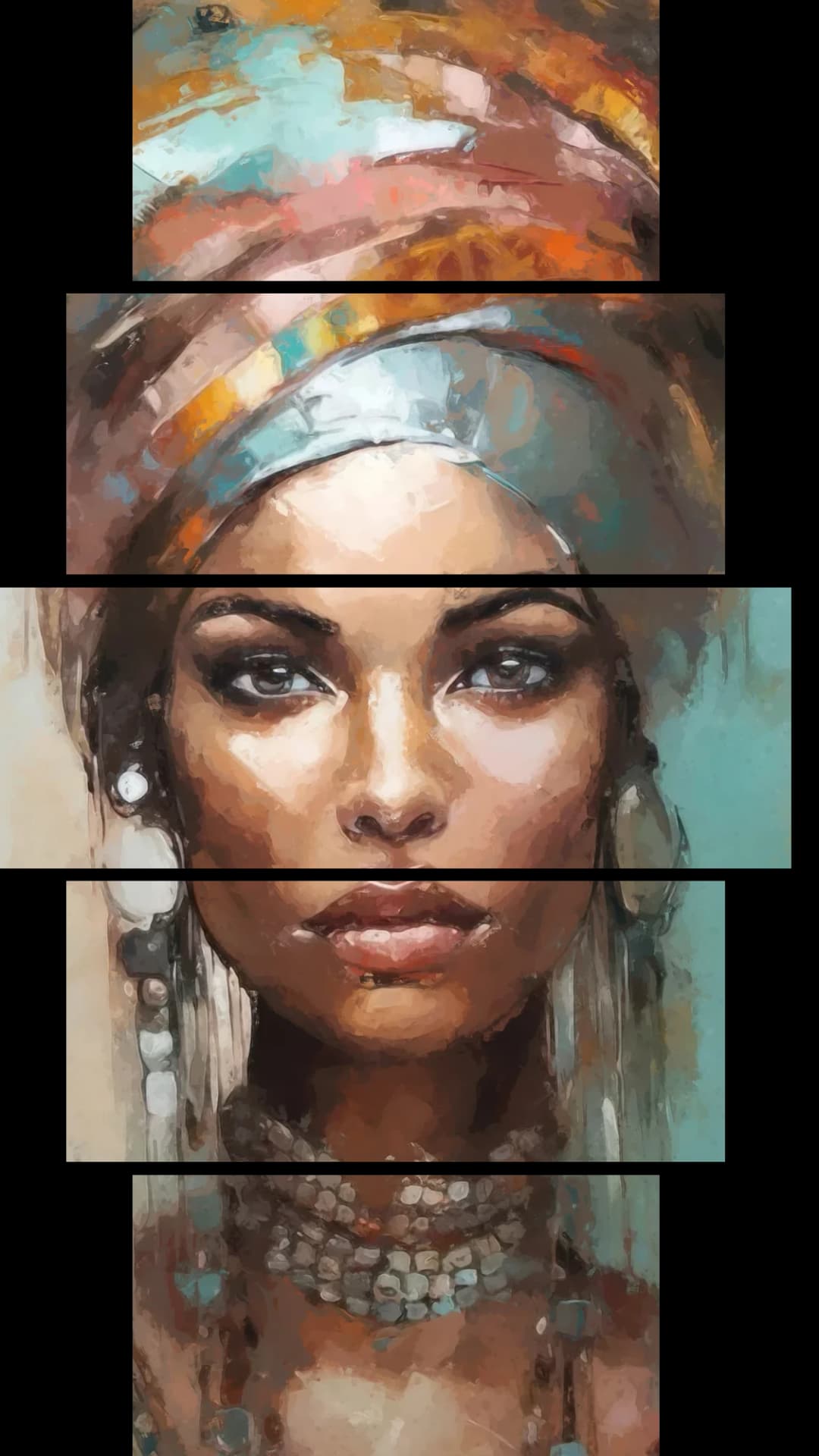 African Queen Portrait – 5 Panels Hierarchy