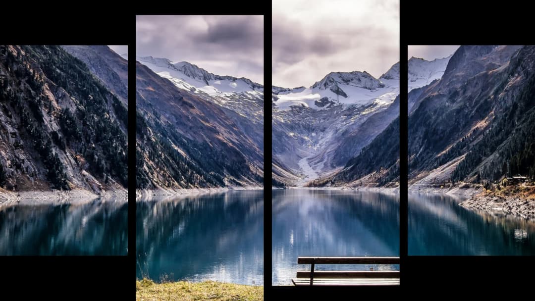 Alpine Lake Mountain Bench – 4 Panels