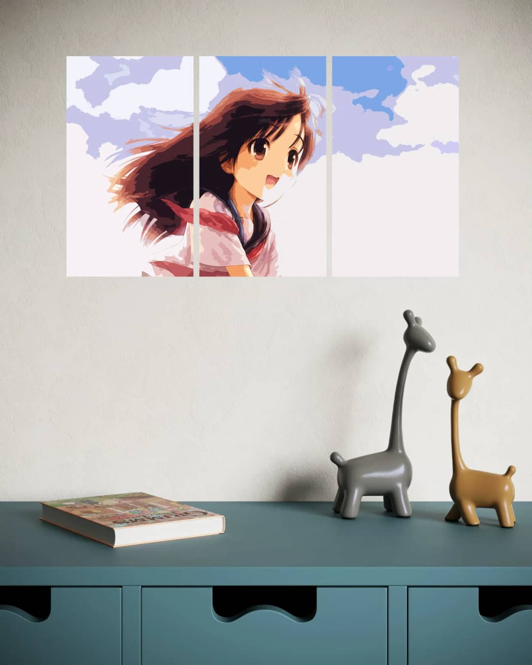 Anime Girl Blue Sky – 3 Panels