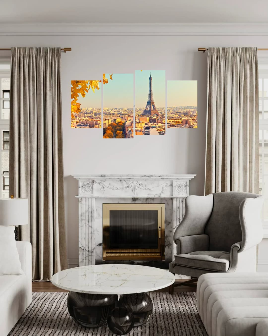Autumn Paris Skyline – 4 Panels