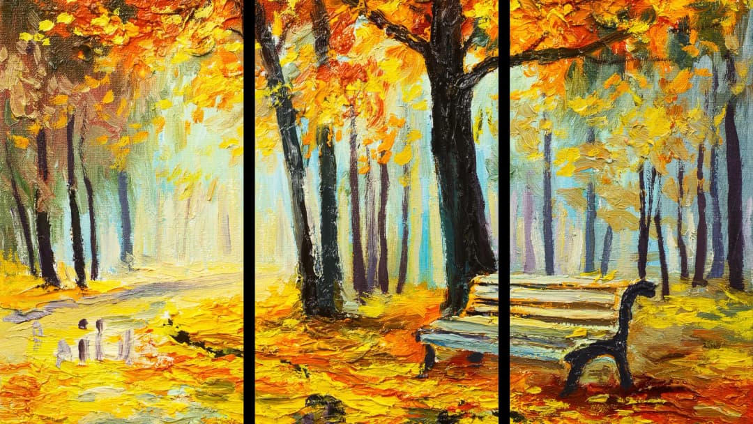 Autumn Park Golden Trees – 3 Panels