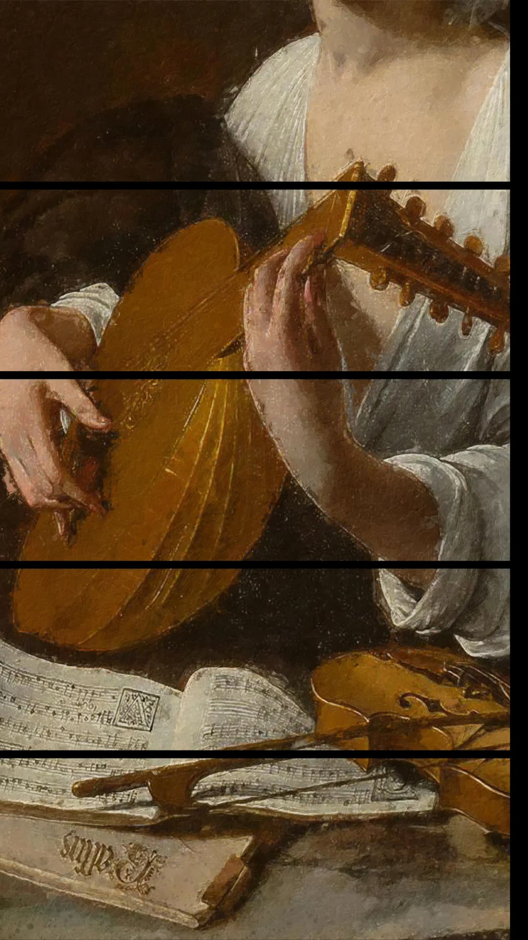 Baroque Lute Player – 5 Panels Straight