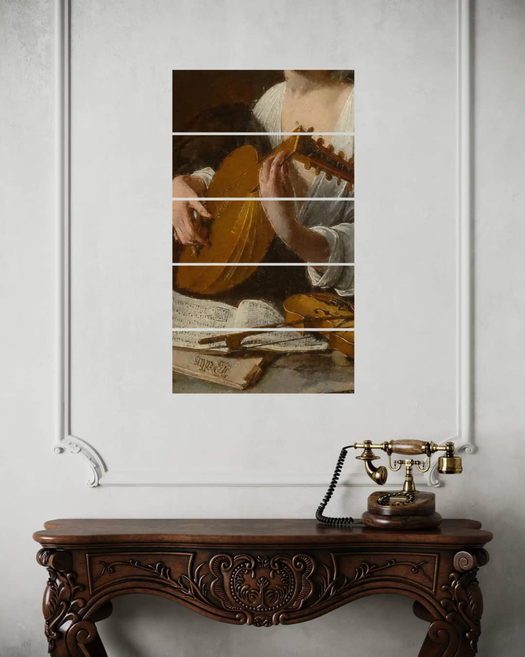 Baroque Lute Player – 5 Panels Straight