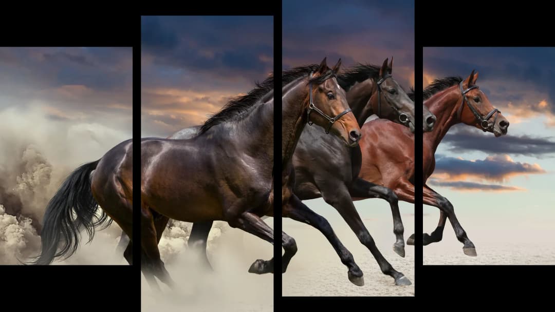 Bay Horses Desert Storm – 4 Panels