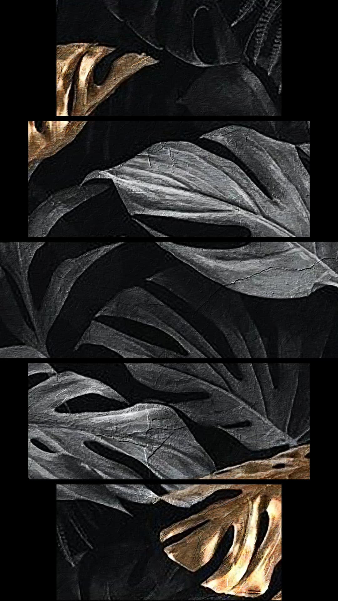 Black Gold Tropical Leaves – 5 Panels Hierarchy