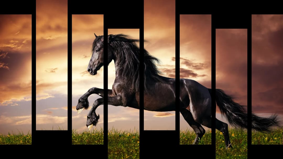Black Horse Sunset – 8 Panels Hierarchy