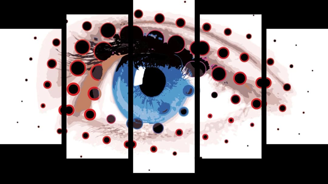 Blue Eye Dot Art – 5 Panels Hierarchy