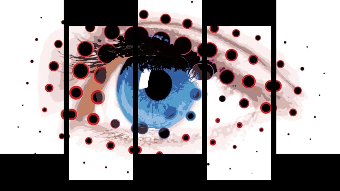Blue Eye Dot Art – 5 Panels Up & Down