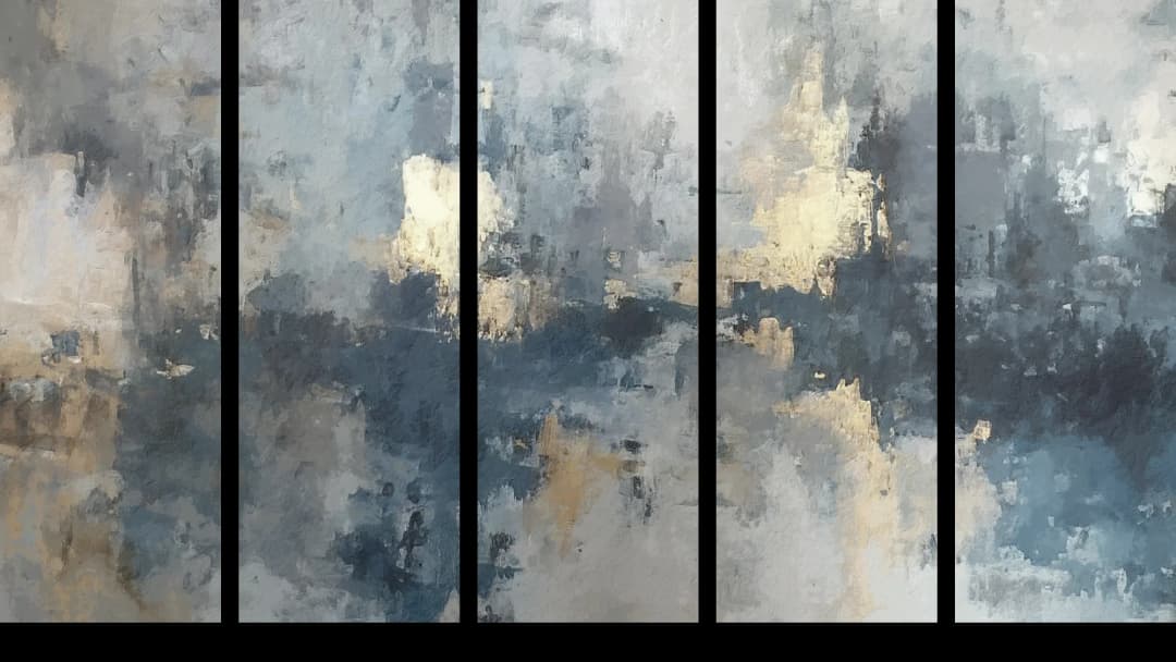 Blue Mist Cityscape – 5 Panels Straight