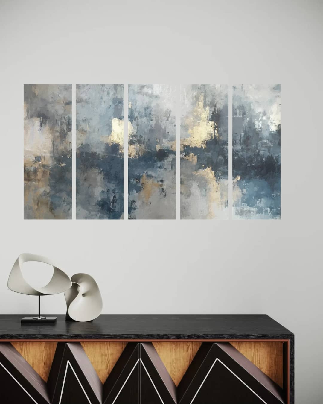 Blue Mist Cityscape – 5 Panels Straight