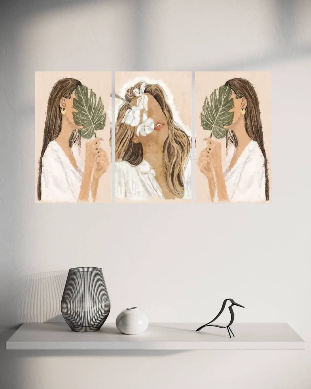 Boho Leaf Women – 3 Panels