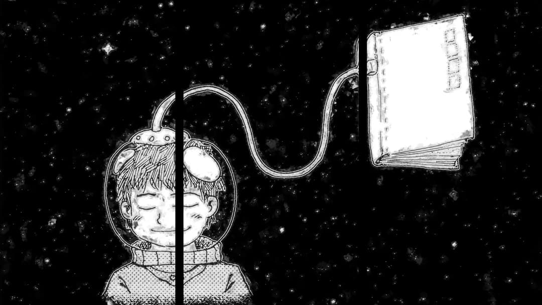 Boy Reading Space Dreams – 3 Panels