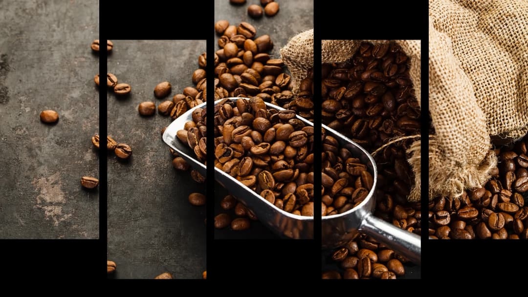 Burlap Sack Coffee Beans – 5 Panels Up & Down