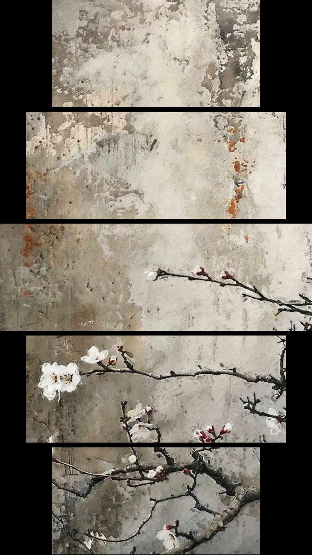 Cherry Blossom Textured Wall – 5 Panels Hierarchy