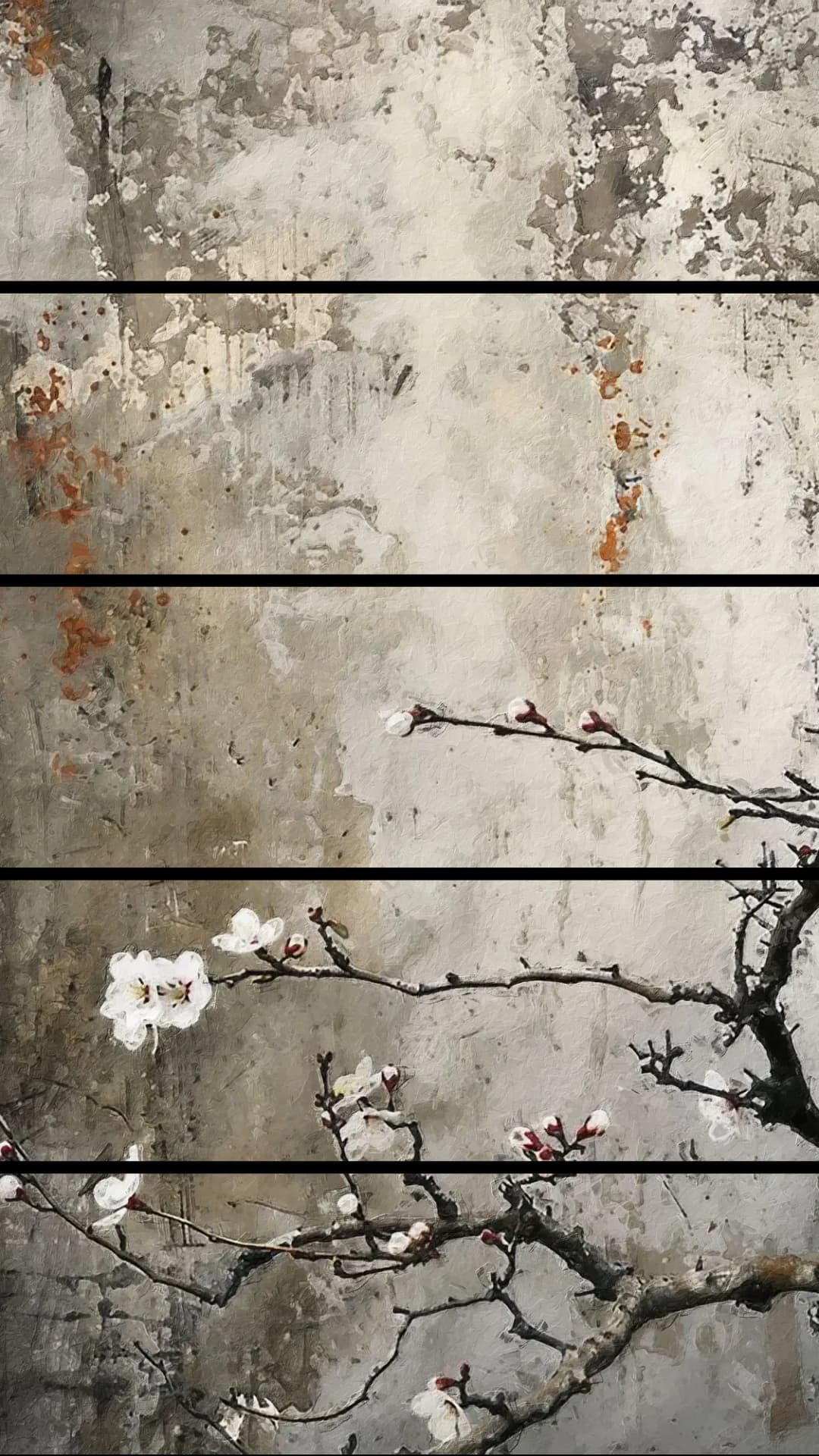 Cherry Blossom Textured Wall – 5 Panels Straight