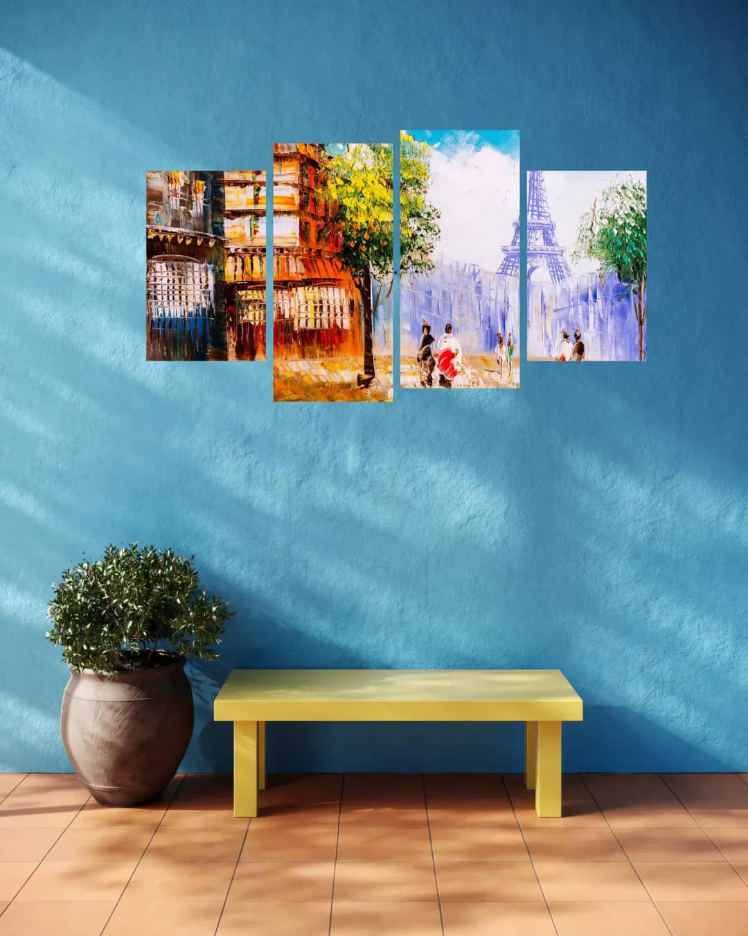 Colorful Paris Street – 4 Panels