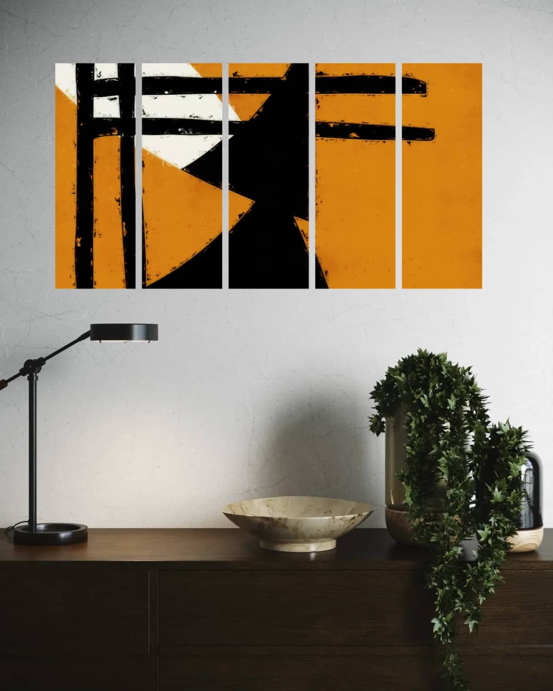 Constructivist Amber Black – 5 Panels Straight
