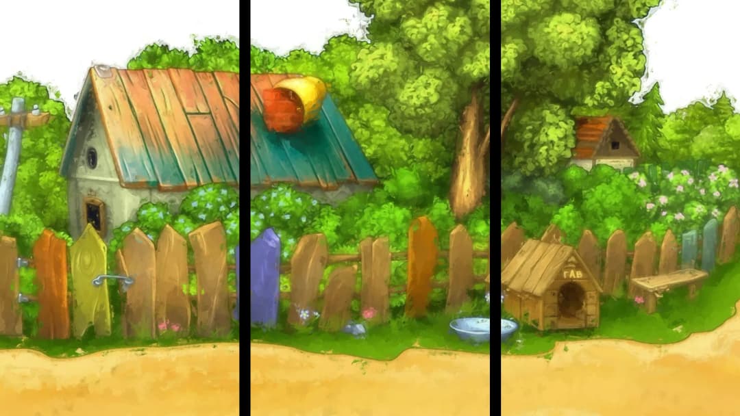 Cozy Backyard Scene – 3 Panels