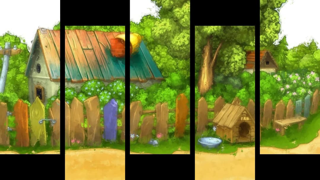Cozy Backyard Scene – 5 Panels Up & Down