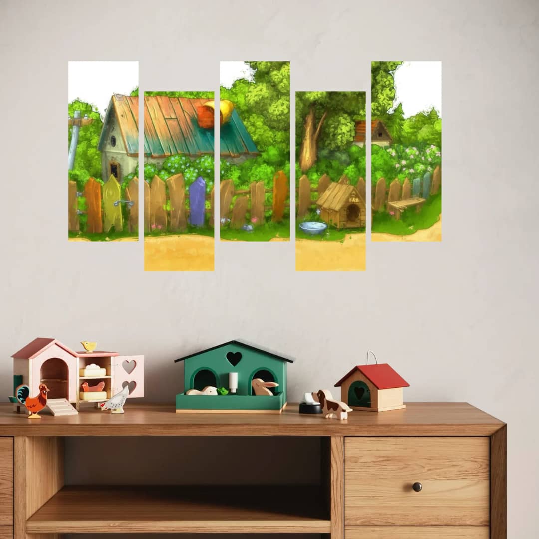 Cozy Backyard Scene – 5 Panels Up & Down