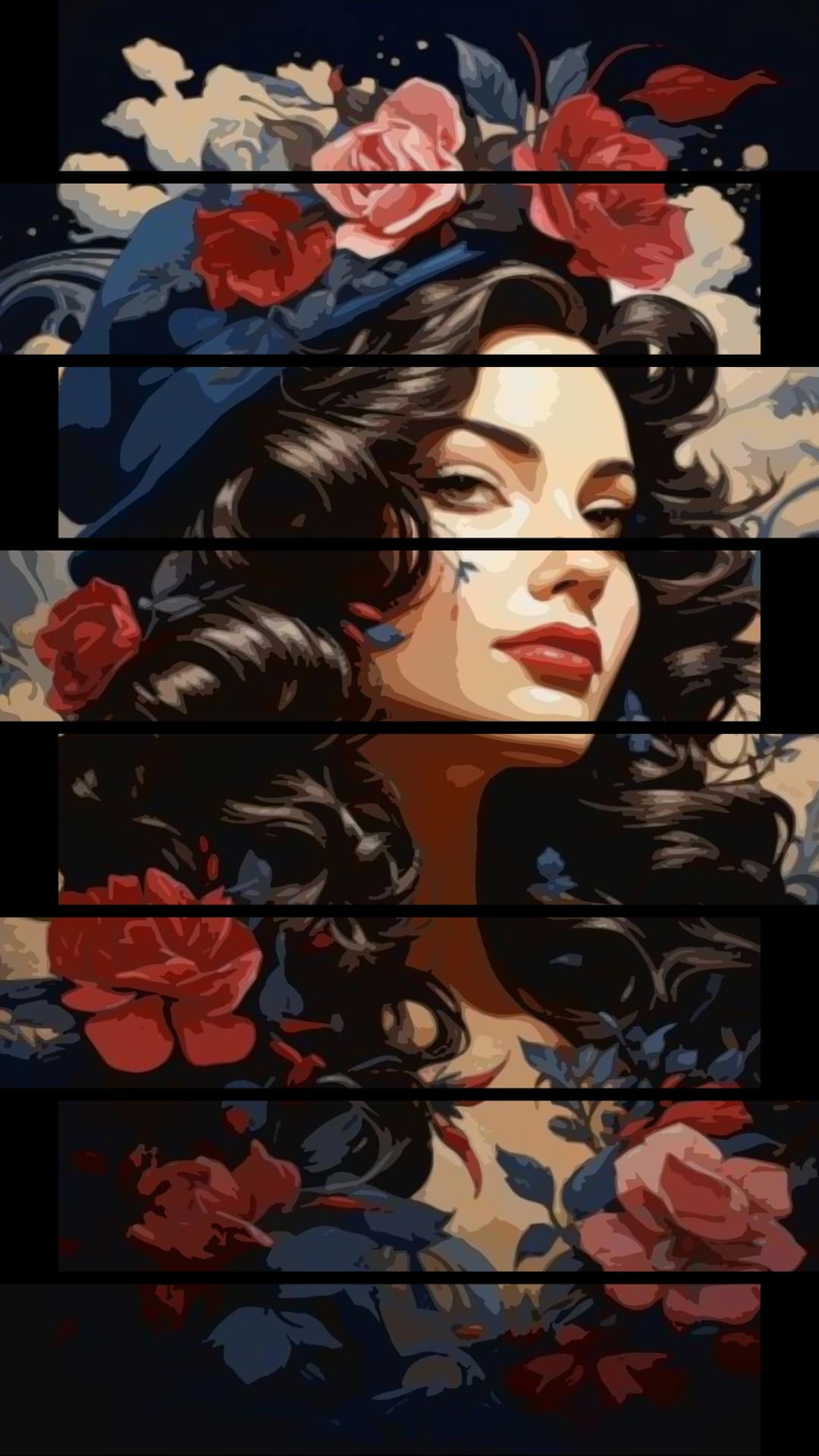 Curly Rose portrait – 8 Panels Up & Down