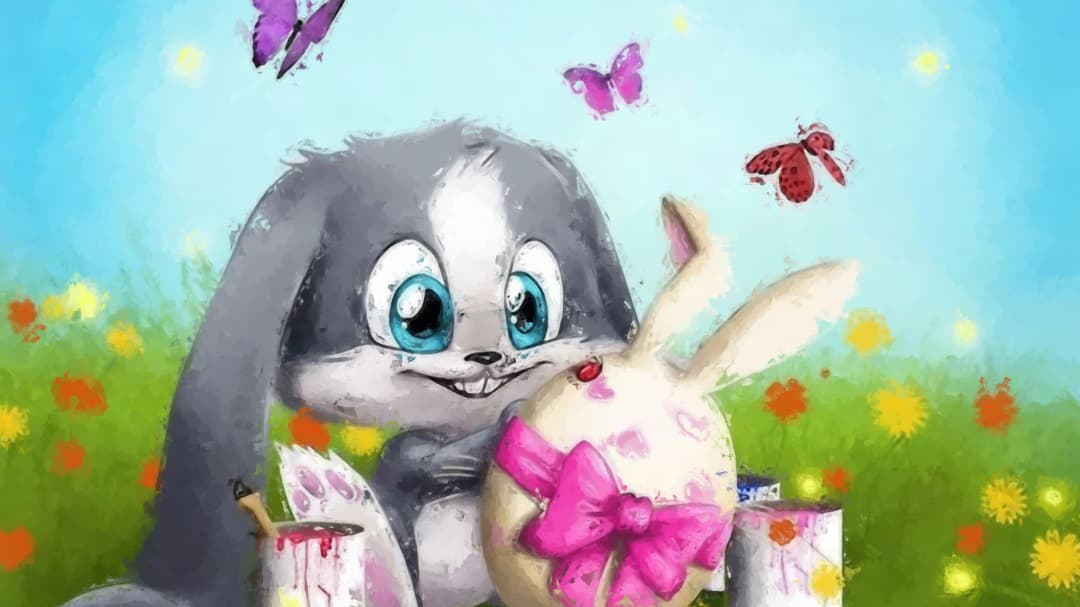 Cute Bunny Painted Egg