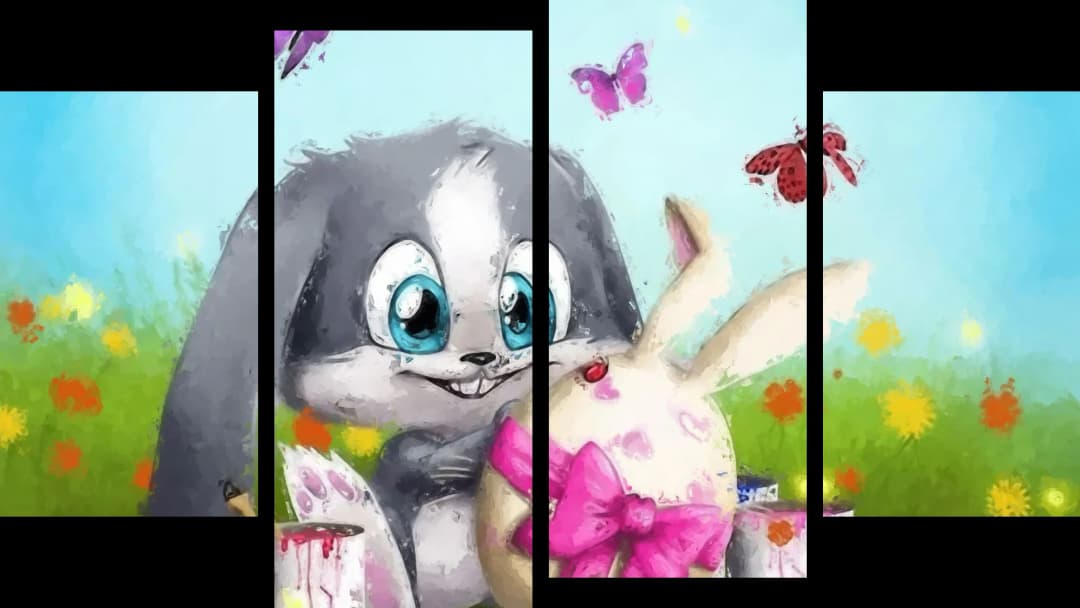 Cute Bunny Painted Egg – 4 Panels