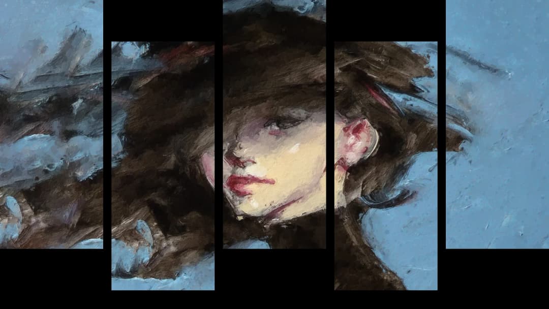 Dark Hat Wind Portrait – 5 Panels Up & Down