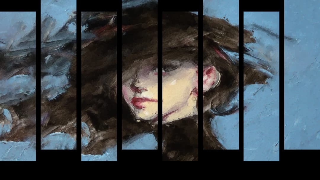 Dark Hat Wind Portrait – 8 Panels Up & Down