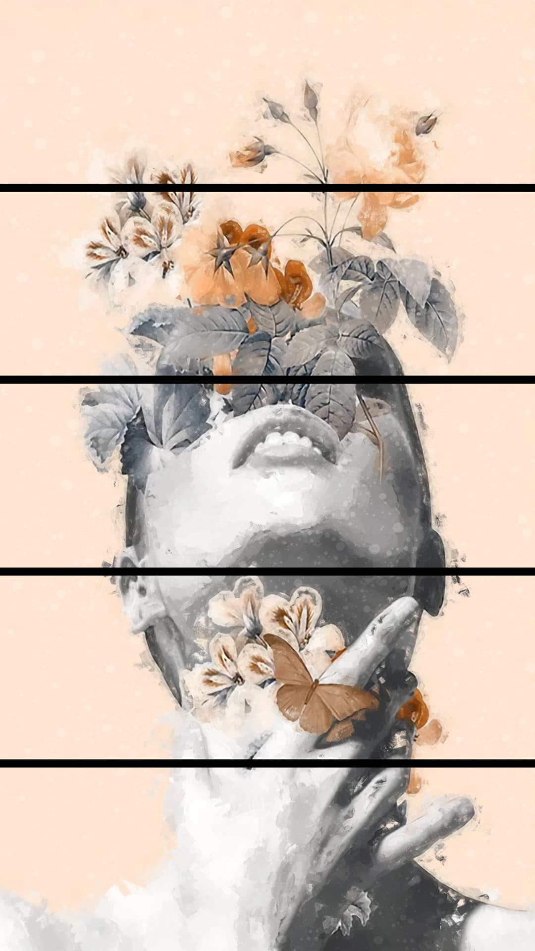 Dreamy Floral Face – 5 Panels Straight