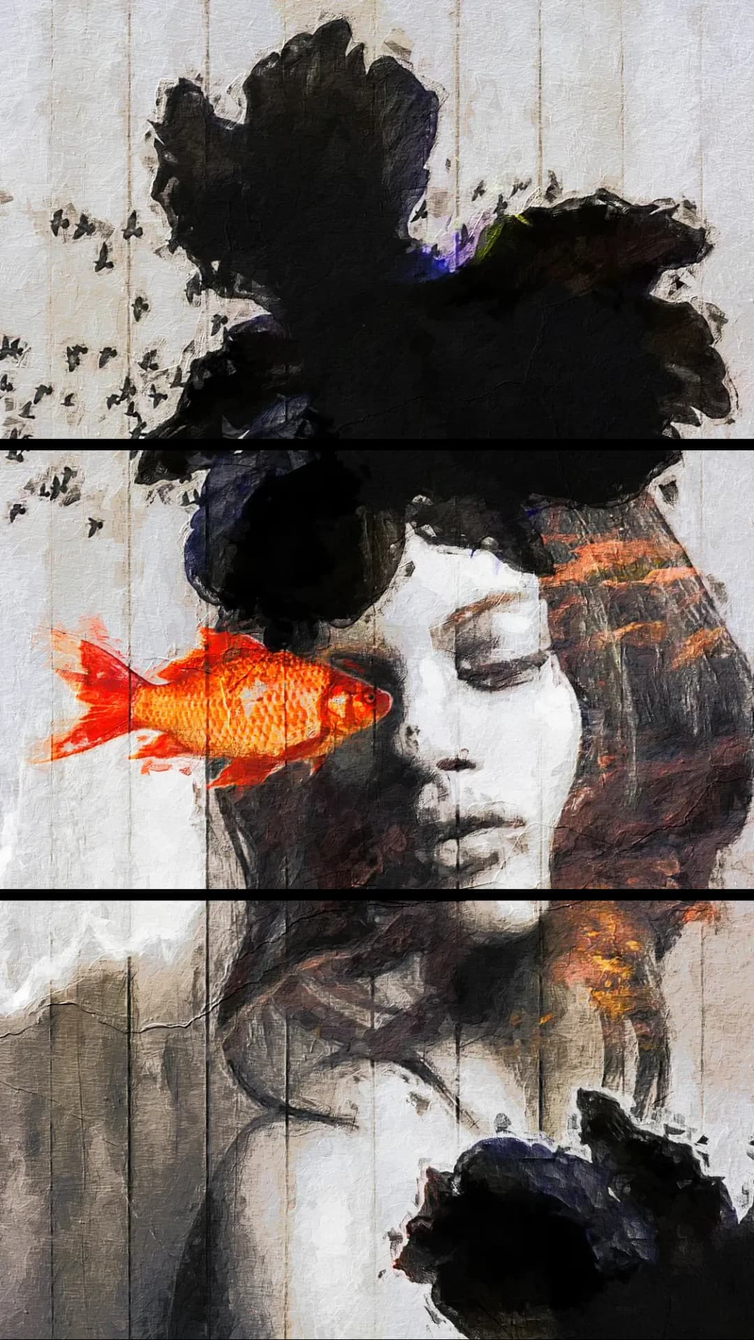 Dreamy Woman Goldfish – 3 Panels