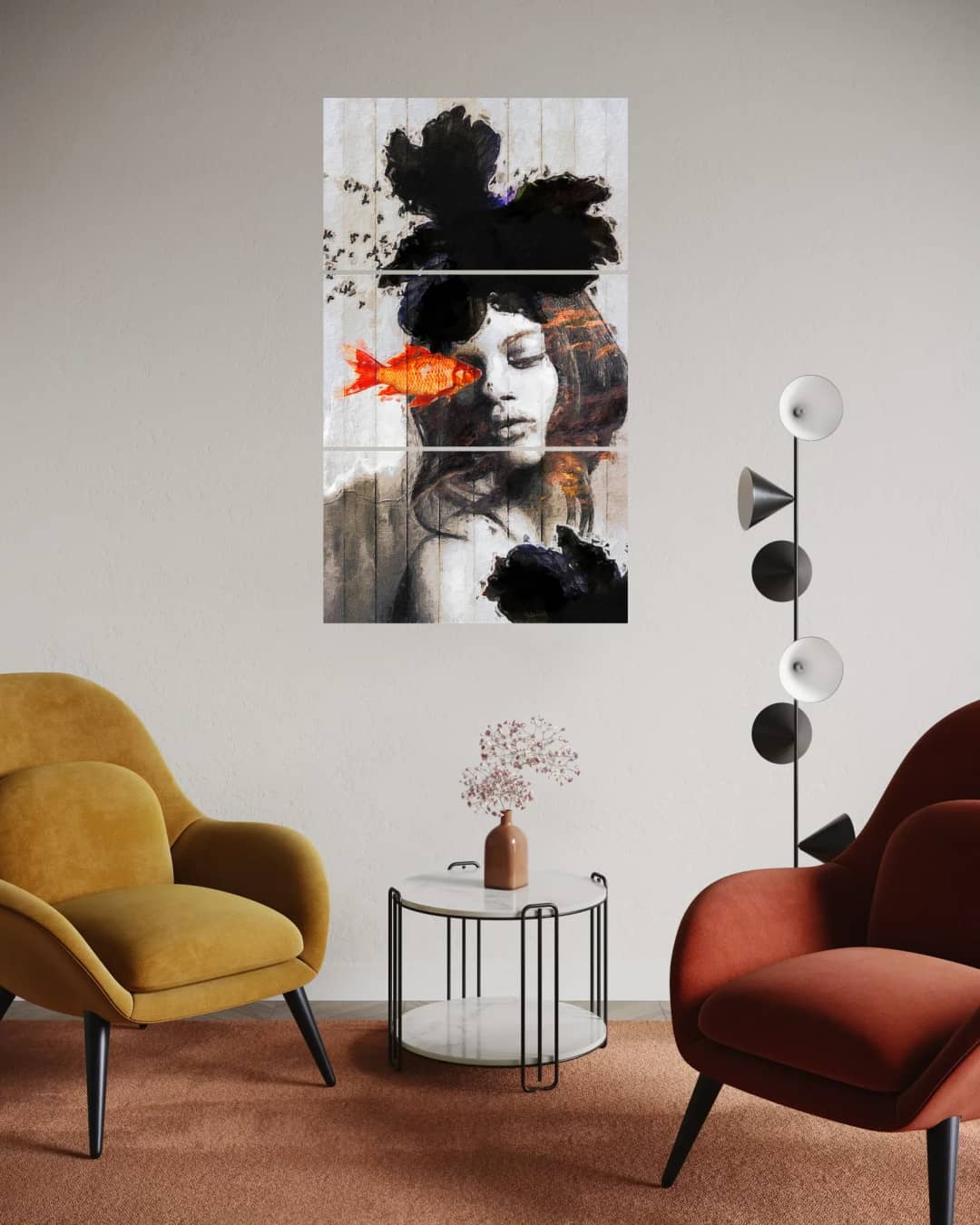 Dreamy Woman Goldfish – 3 Panels