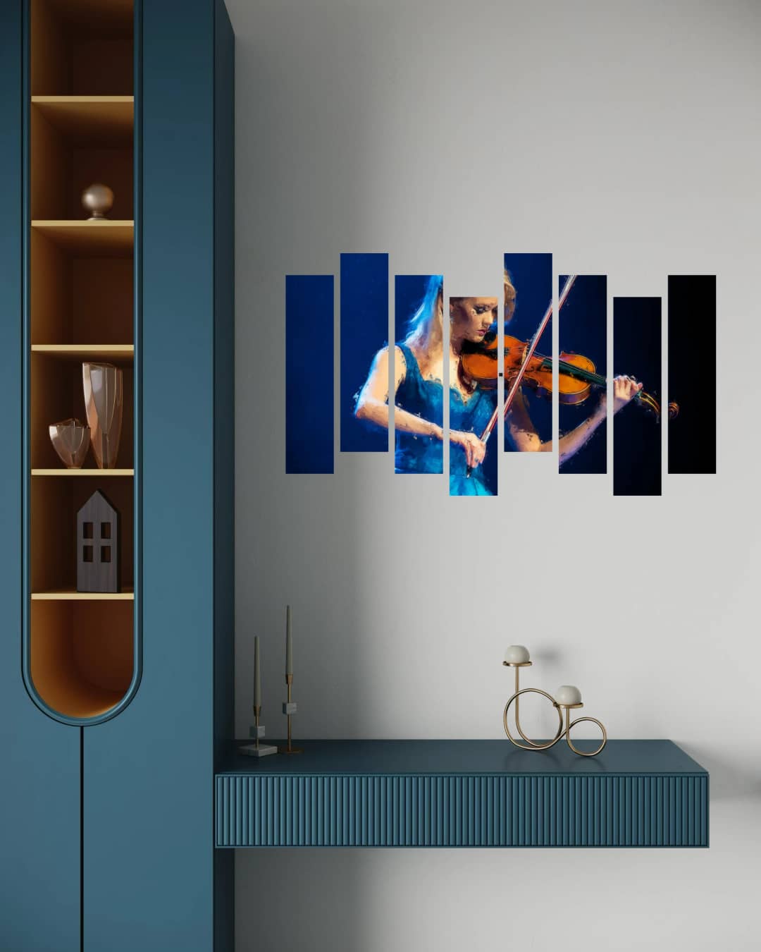 Elegant Violinist Blue – 8 Panels Hierarchy