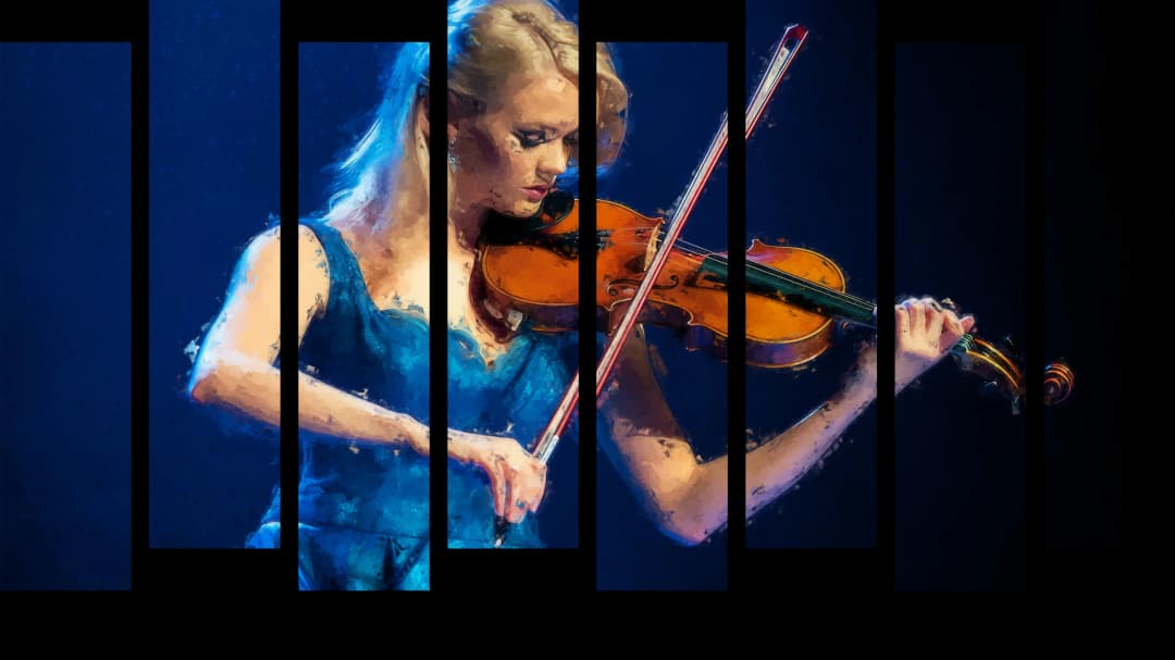 Elegant Violinist Blue – 8 Panels Up & Down