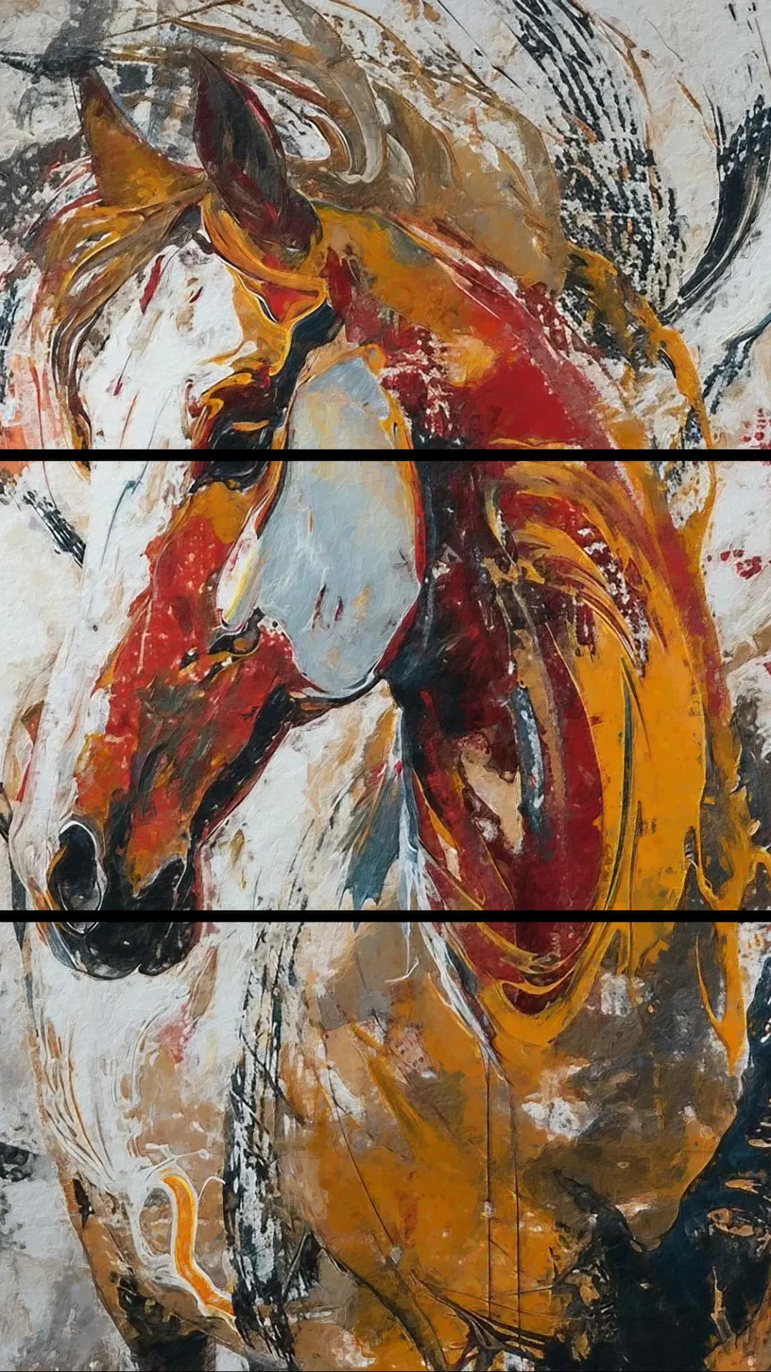 Expressive Horse Portrait – 3 Panels