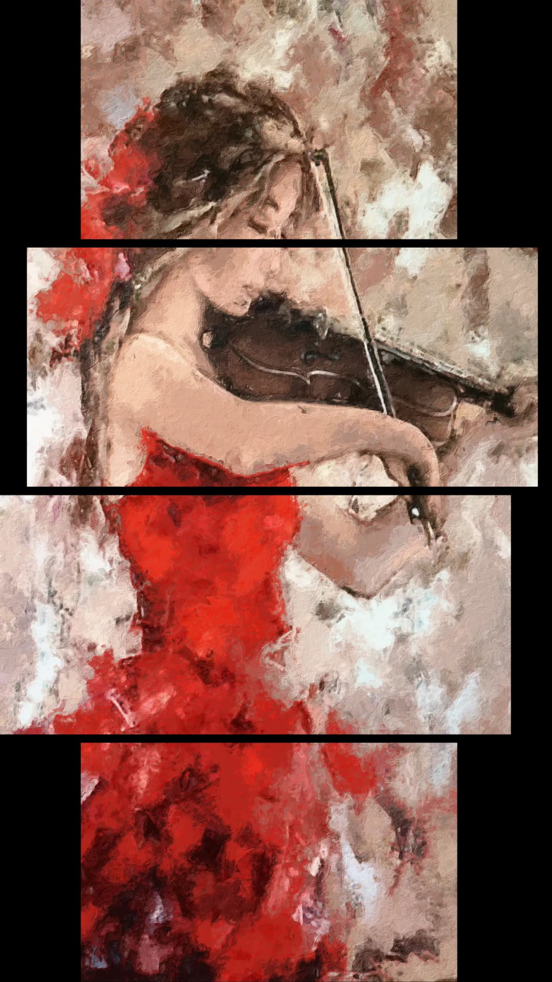 Flamenco Violinist Red – 4 Panels