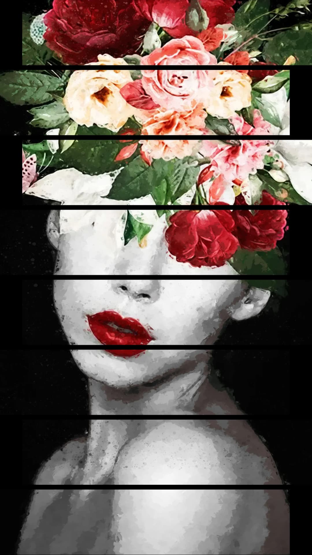 Floral Face Collage – 8 Panels Up & Down