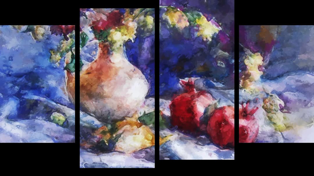Flowers and Pomegranates – 4 Panels