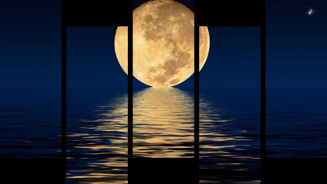 Full Moon Ocean Night – 5 Panels Up & Down