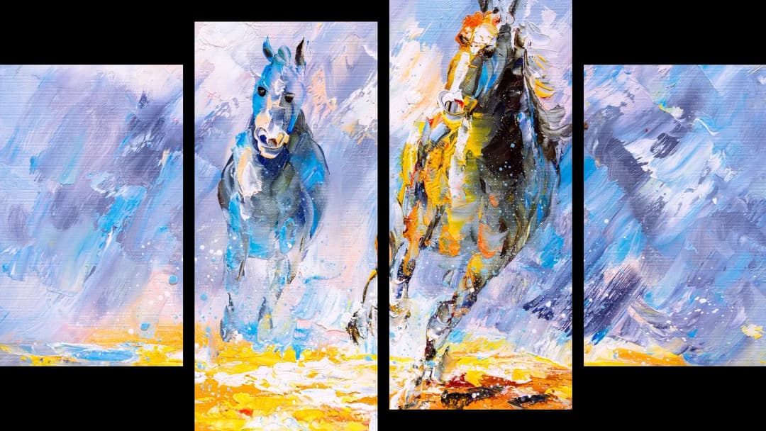 Galloping Horses Painting – 4 Panels