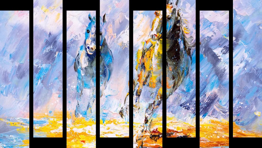 Galloping Horses Painting – 8 Panels Up & Down