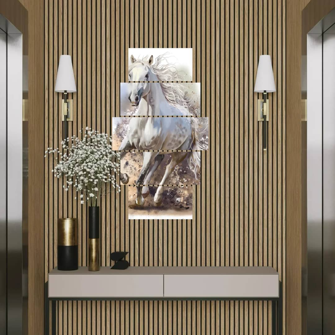 Galloping White Horse – 5 Panels Hierarchy