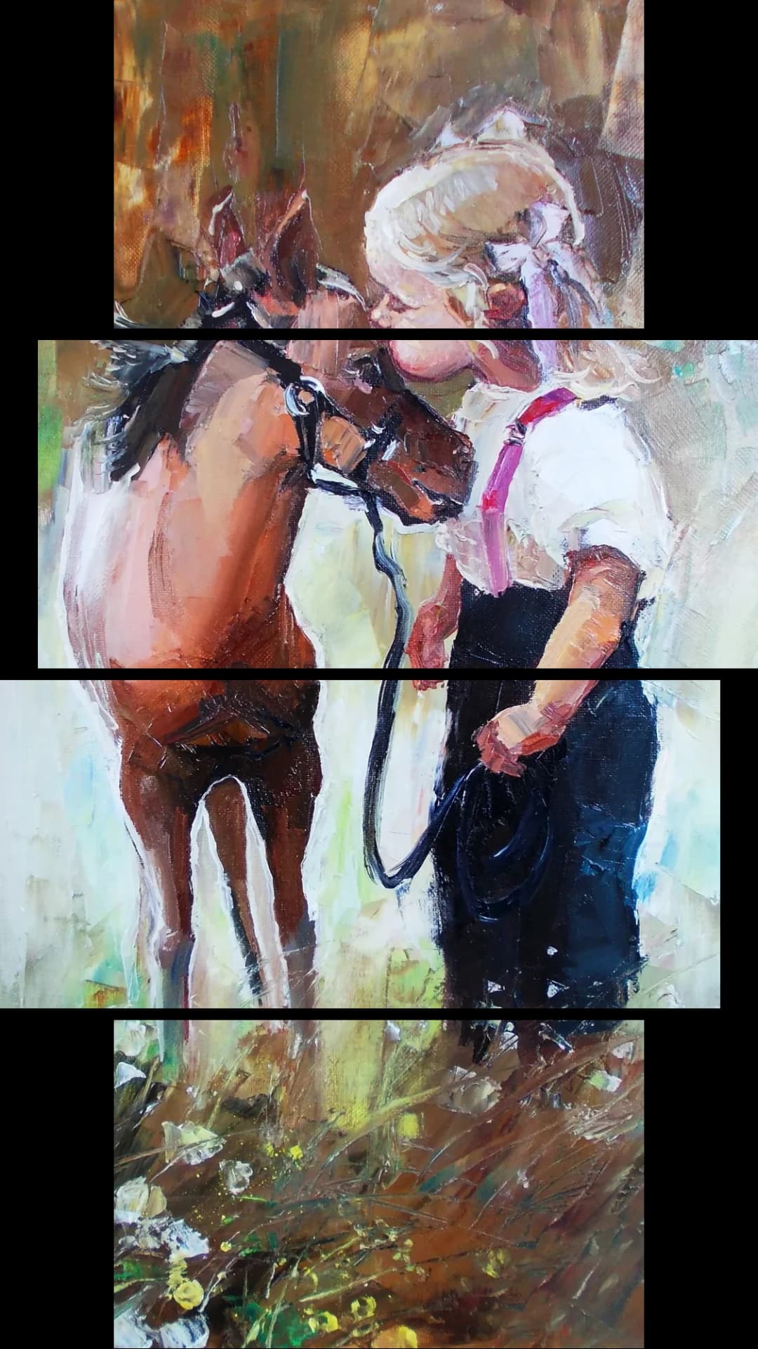 Girl Kissing Foal – 4 Panels