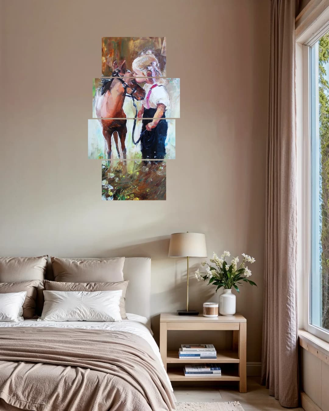 Girl Kissing Foal – 4 Panels