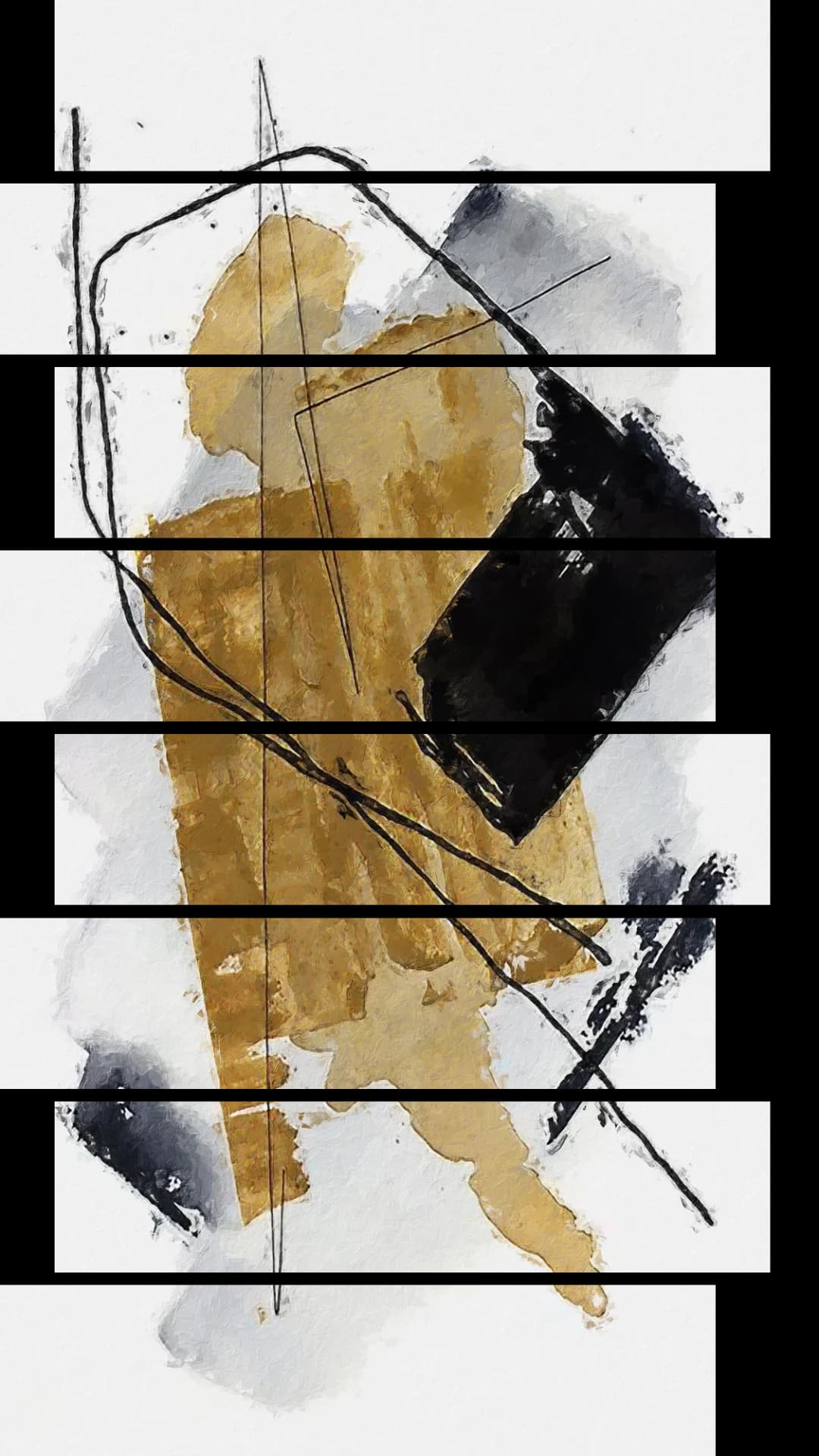 Gold Black Mixed Media – 8 Panels Up & Down