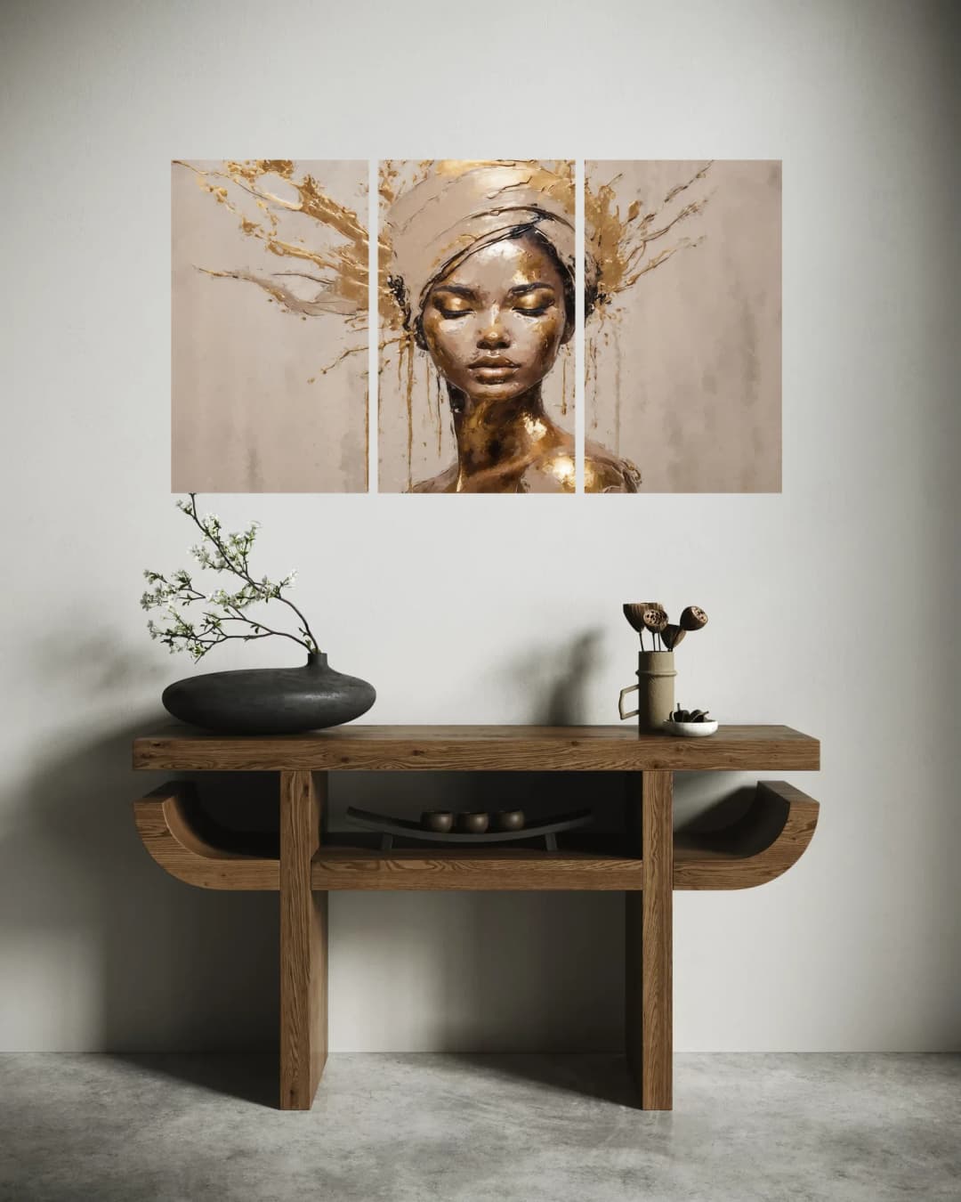 Gold Splash Meditation – 3 Panels