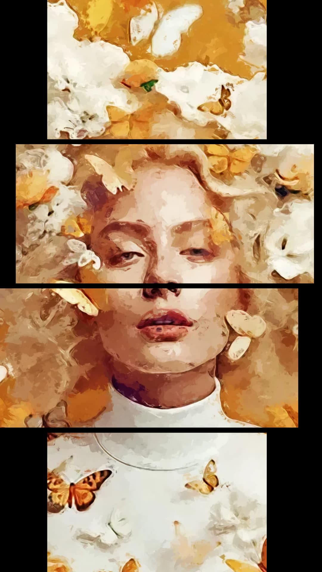 Golden Butterfly Woman – 4 Panels