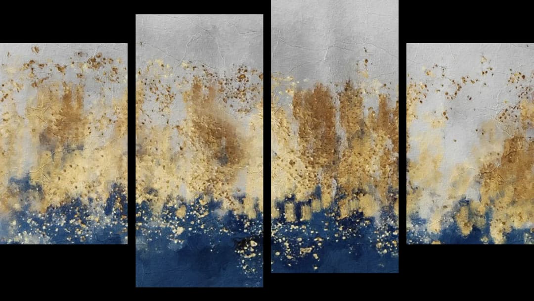 Golden Navy Skyline – 4 Panels